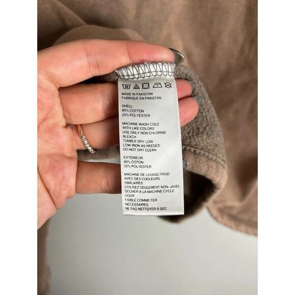 Urban Outfitters Cropped Zip Sweatshirt Brown Fleece Lined Minimalist Size Med - Picture 6 of 6